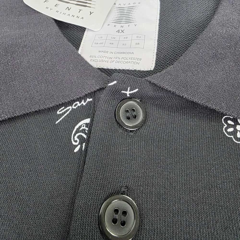 Savage X Fenty Shirt Womens 4X Black Bandana Paisley Long Sleeve Polo Top - Picture 10 of 16